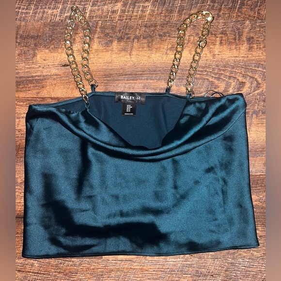 Bailey 44 Top Golden Chain Straps Cowl Neck Size M Green - Picture 1 of 4